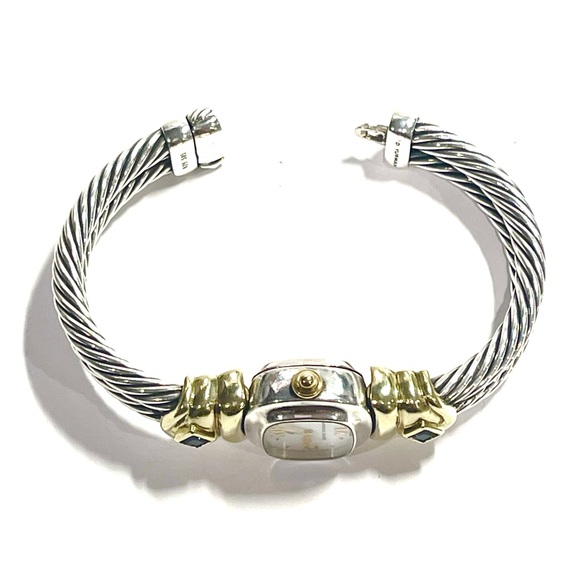 DAVID YURMAN 14K Gold & Sterling Silver Double Cable Watch w/ Amethyst Stones - Picture 5 of 8